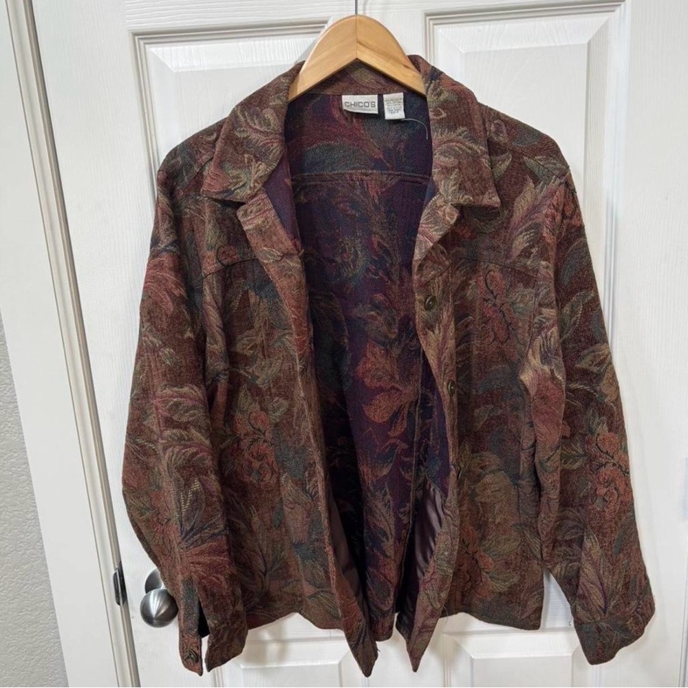 Chico's Multi-Color Floral Button-Front Jacket - Picture 3 of 7
